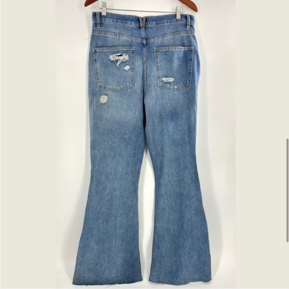 Free People Distressed Patchwork Button Fly Boho … - image 6